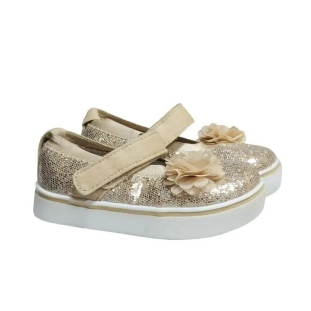 Wonder Nation Toddlers Sparkly Glitter Shoes Casual Mary Jane Shoe Gold Size 5‎